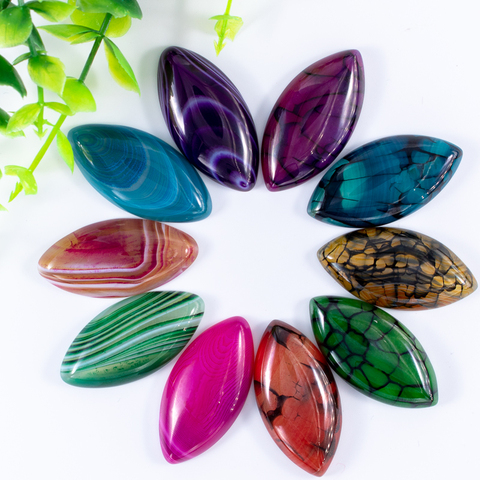 Charms Stone Rainbow Stripe Dragon Veins Agates Oval CAB Cabochons Stone Beads For Women Jewelry Making 20*40mm 10PCS ► Photo 1/6