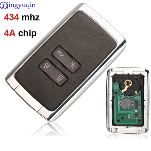 jingyuqin Car Alarm 4 Button Smart Remote Key 434mhz Hitag AES 4A Chip For Renault Megane 4 Keyless Go / Entry Car Key ► Photo 1/4