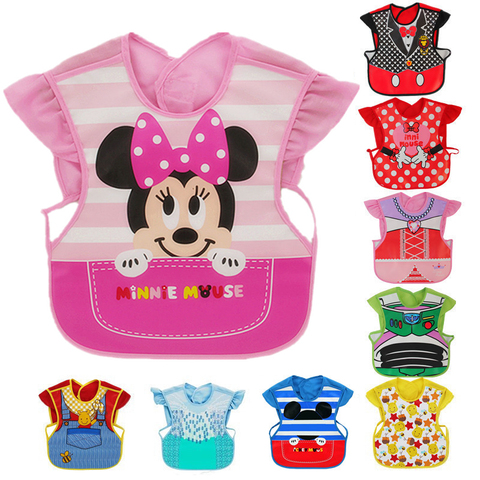 Disney Cute Baby Adjustable Bibs EVA Waterproof sleeveless Lunch Feeding Bibs Baby Cartoon Feeding Cloth Children Baby Apron ► Photo 1/6