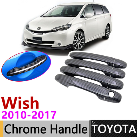 Black Carbon Fiber Door Handle Cover for Toyota Wish AE20 20 2010~2017 Accessories Stickers Trim 2011 2012 2014 2015 2016 Chrome ► Photo 1/6