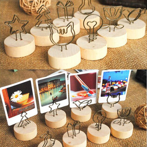 4CM Creative Round Wooden Iron Photo Clip Memo Name Card Pendant Furnishing Articles Picture Frame DIY Family Photo Decoration ► Photo 1/6