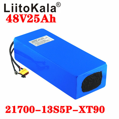 LiitoKala 48V 25ah 21700 5000mAh 13S5P Lithium Battery Pack 48V 25AH 1000W electric bicycle battery Built in 20A BMS T XT90 plug ► Photo 1/5