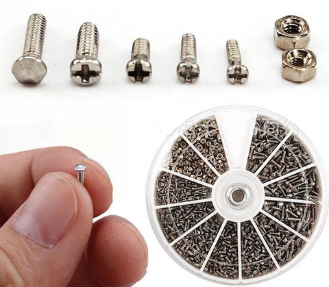 1Box (600pcs) 12 Kinds of Small Screws Nuts Assortment Kit M1 M1.2 M1.4 M1.6 screw for Watches Glassess Repair Tools tornillos ► Photo 1/3