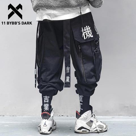 Hip Hop Boy Multi-pocket Elastic Waist Design Harem Pant Men Streetwear  Punk Trousers Jogger Male Dancing Black Cargo Pants