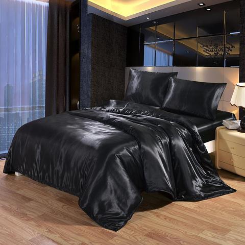 30Bedding Set 4 Pieces Luxury Satin Silk Queen King Size Bed Set Comforter Quilt Duvet Cover Flat and Fitted Bed Sheet Bedcloth ► Photo 1/5