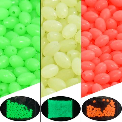 100pcs Hard Plastic Oval Fishing Beads Stopper Night Luminous Glow Beads Carp Fishing Accessories for Bait Rig ► Photo 1/6