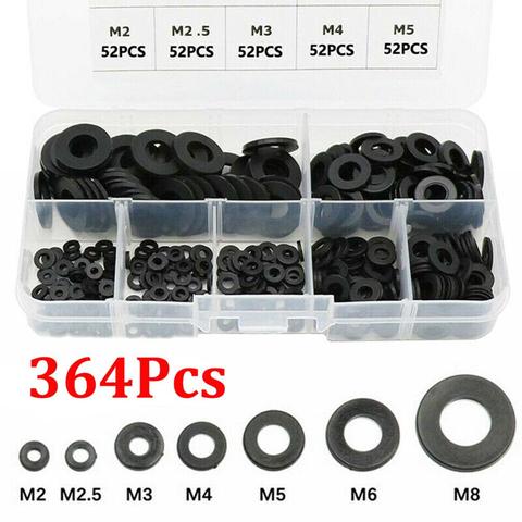364pcs/Set Bonded Washer Kit Gasket Nylon Rubber Corrosion Resistant Flat Washer Seal Ring Set For Metric M2-M8 ► Photo 1/6