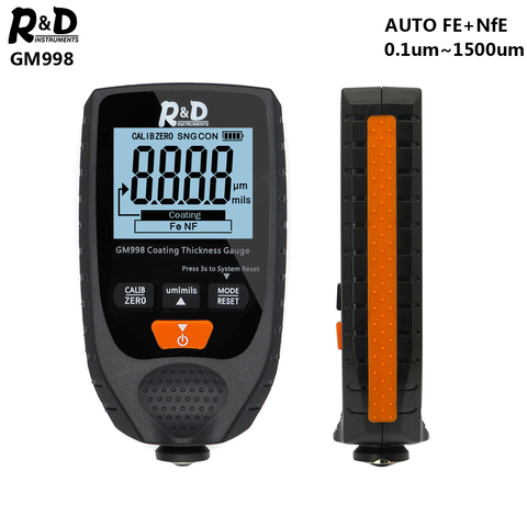 R&D GM998 car paint coating thickness gauge car paint electroplate metal coating thickness tester meter 0-1500um Fe & NFe probe ► Photo 1/6