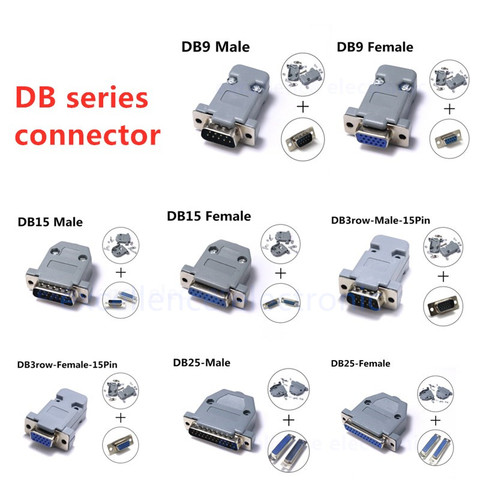 2sets DB serial adapter connector Plug D type RS232 COM 9/15/25/37 pin hole port socket female&Male Screw installation + shell ► Photo 1/6