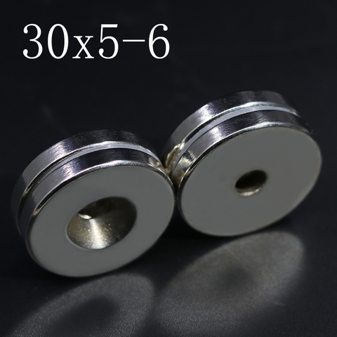 1/2/5/10Pcs 30x5-6 Neodymium Magnet 30mm x 5mm Hole 6mm NdFeB N35 Round Super Powerful Strong Permanent Magnetic imanes Disc ► Photo 1/6