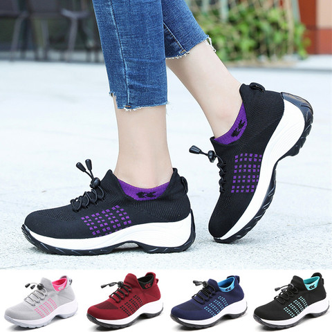 Women Walking Shoes Comfortable Chunky Sneakers Athletic Breathable Slip-on Outdoor Sports Footwear ► Photo 1/5