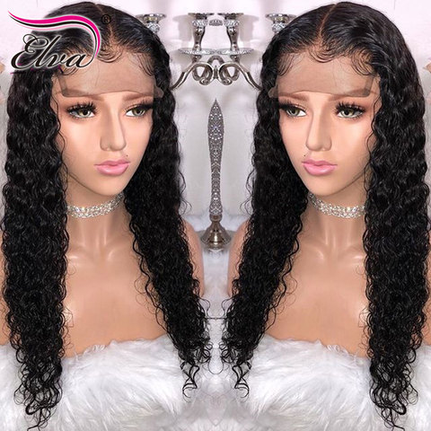 Elva Hair 13x6 Curly Lace Front Human Hair Wigs Pre Plucked Hairline Brazilian Remy Hair Lace Wig With Baby Hair Natural Color ► Photo 1/6