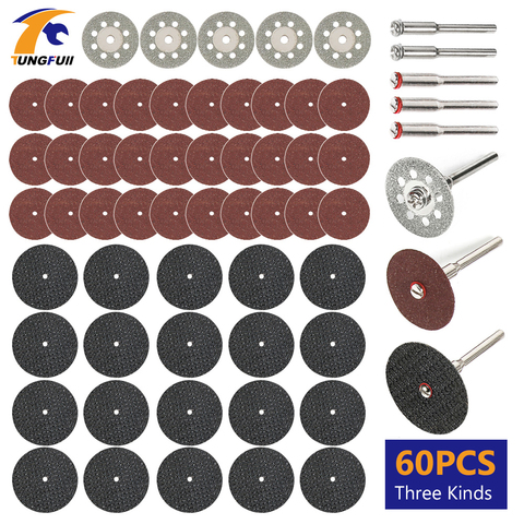 60PCS Diamond Cutting Discs Sanding Grinding Wheel Circular Saw Blade Woodworking Dremel Mini Drill Rotary Tool Accessories Set ► Photo 1/6