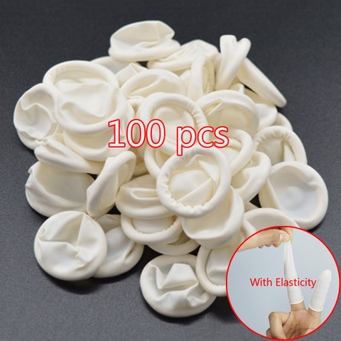 100PCS Natural Rubber Disposable Gloves Finger Cots Non-slip Anti-static Fingertip Protector Gloves White Finger Cover Nail Tool ► Photo 1/1