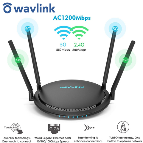 Wavlink 1200Mbps Smart WiFi Router 5Ghz Touchlink AC1200 Dual-Band Gigabit Ethernet Router Wi-fi Wireless 2.4Ghz WiFi Repeater ► Photo 1/6