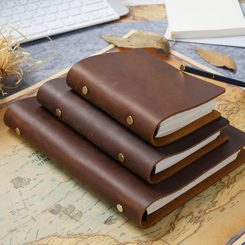 Classic Leather Rings Binder Notebook A5 Personal A7 Genuine leather Cover Journal Diary Sketchbook Planner Stationery ► Photo 1/6