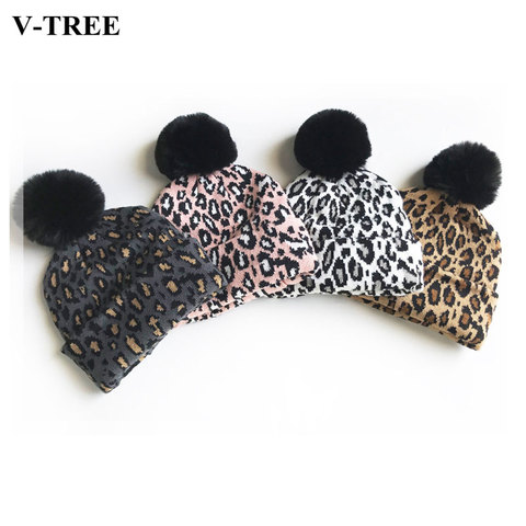Matching Family Outfits Leopard Children Hats Mother Kids Hats Winter Kids Caps Warm Photography Props Girls Hats Boys Clothing ► Photo 1/6