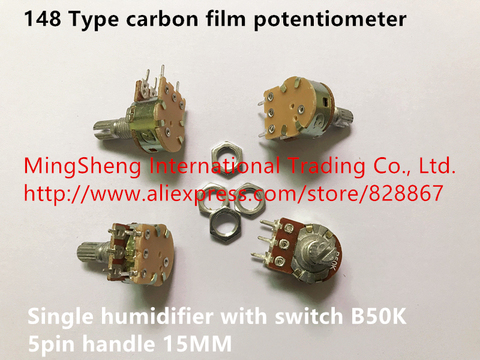 Original new 100% import carbon film potentiometer 148 single humidifier with switch B50K 5pin 15MM handle ► Photo 1/1