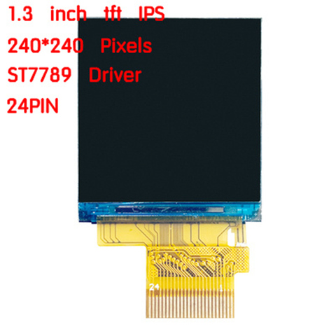 IPS 1.3 inch 24PIN 262K SPI HD TFT Color Screen ST7789 Driver 240(RGB)*240 MCU 4-wire SPI 8Bit parallel Interface full view ► Photo 1/3