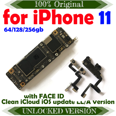 Factory Unlocked Motherboard for iPhone 11 mother logic main board Free iCloud clean for iPhone 11 with IOS System motherboard ► Photo 1/2