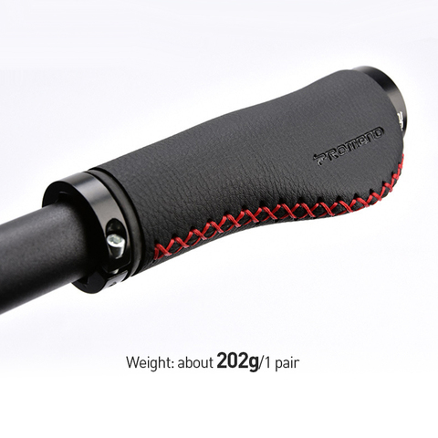 PROMEND Bicycle Handle Grip Pure Hand Stitched Fiber Leather Case Mountain Bike Handlebar Cover Anti-Skid Aluminum Lock-on MTB ► Photo 1/6