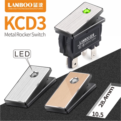 LANBOO 2810.5 series 16Amp high current Rocker Switch ON-OFF 2 Position 4Pin KCD3 Series With Light Switch 12V24V ► Photo 1/6