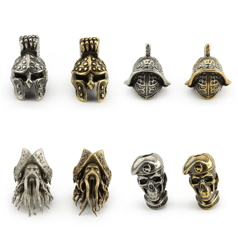 DIY Knife Beads Helmet Pendant Pirates Brass Bead White Copper Skull Paracord Beads ► Photo 1/4