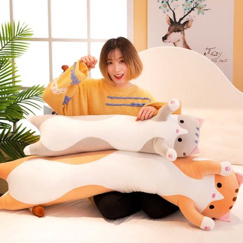 Cute Plush Cat Doll Soft Stuffed Kitten Pillow Children Knee Pillows Sleep Long Plush Toys Gift for Kids Girlfriend ► Photo 1/6