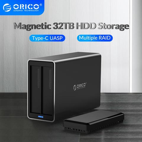 ORICO NS Series 2 Bay 3.5'' Type C with RAID HDD Docking Station Support Max 32TB 48W Power HDD Enclosure Aluminum HDD Case ► Photo 1/6