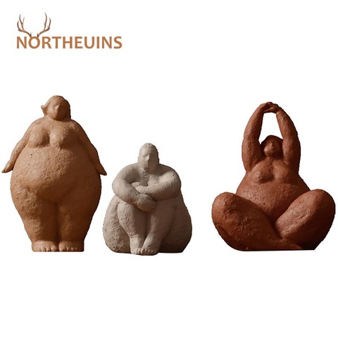 NORTHEUINS Resin Fat Lady Statues Modern Character Figurines for Interior Decorative Yoga Figures Sculpture Home Decor Loft Gift ► Photo 1/6