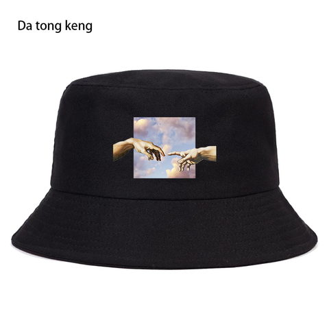 MICHELANGELO Funny Print Bucket Caps Summer Foldable Sunscreen Fisherman's Panama Hats 2022 Man Woman Anime Hip Hop Buckets Hat ► Photo 1/6