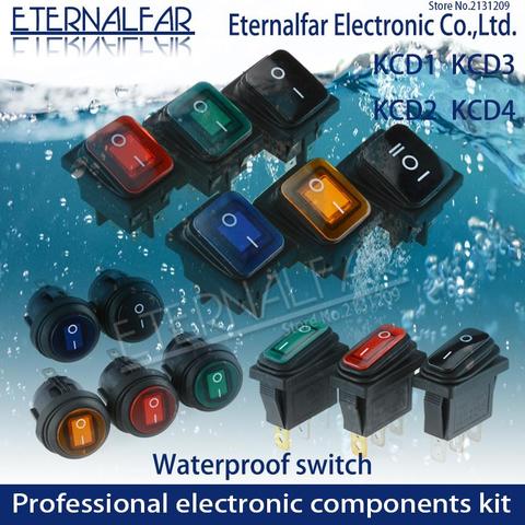 KCD1 KCD2 KCD4 KCD6 On Off 10A 16A 20A 125V 250V AC Heavy Duty DPST Sealed Waterproof Auto Boat Marine Toggle Rocker Switch with ► Photo 1/6