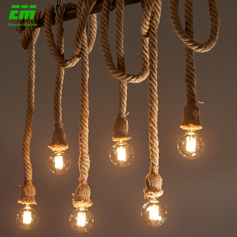 1/2/3/4/5 head vintage hemp rope pendant light retro loft industrial hanging lamp edison bulb lamp home light decoration ZDD0003 ► Photo 1/6