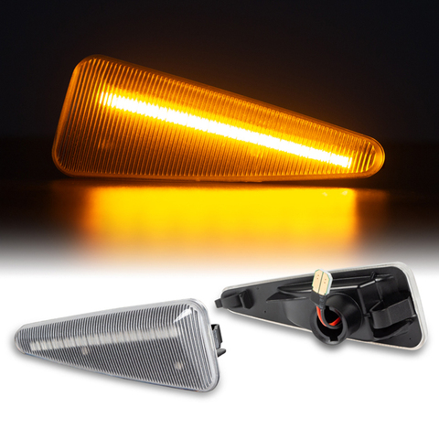 2Pcs Dynamic Amber LED Side Marker Turn Signal Sequential Blinker