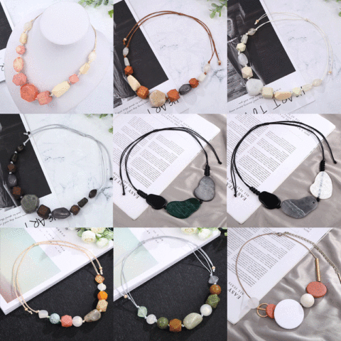 Fashion Geometric Irregular Beads Necklaces for Woman Girl Flower Round Sweater Chain Festival Jewelry ► Photo 1/6