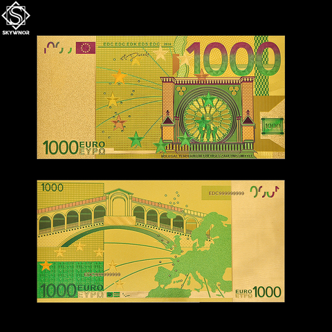 Euro Gold Banknote 1000 World Bill Note Currency Collectible Color Banknote Paper Money Collecting ► Photo 1/5