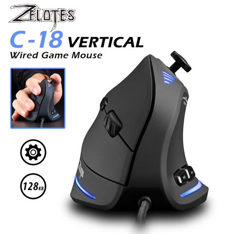 ZELOTES C-18 Vertical Gaming Mouse 10000 DPI Programmable 11 Buttons USB Wired RGB Optical Remote Mouse Gamer Mice For Laptop PC ► Photo 1/6