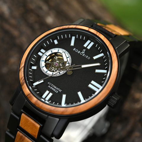 2022 BOBO BIRD Men's Sports Wood Watch Automatic Mechanical Quartz Wristwatch часы мужские Valentine Gift Dropshipping Wholesale ► Photo 1/1