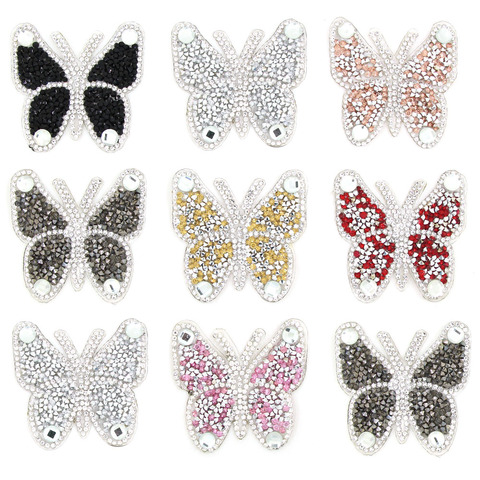 Hot Sale Butterfly Rhinestone Patches Thermo Stickers On Clothes Colorful Butterfly Iron On Patches For Jeans,Bags,T-shirt DIY ► Photo 1/6