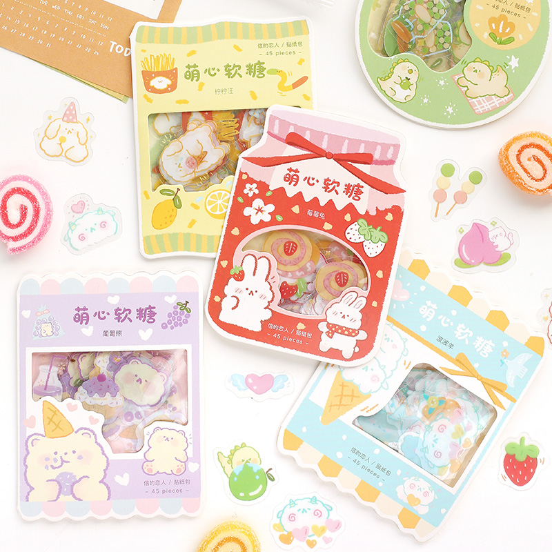 Mohamm 45PCS/Pack Kawaii Strawberry Rabbit Stickers Scrapbooking