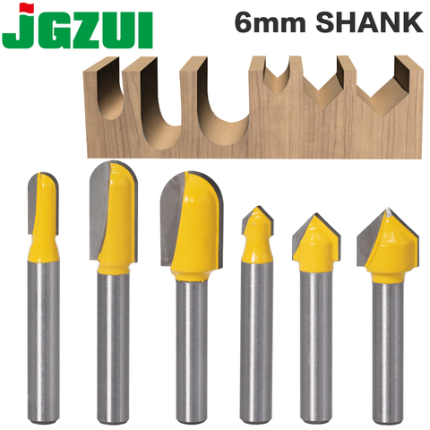 6PC 6mm Shank Router Bits Set Core Box Bit rounf nose bit 90 Degree V-Groove Bit For Woodworking Tools ► Photo 1/6