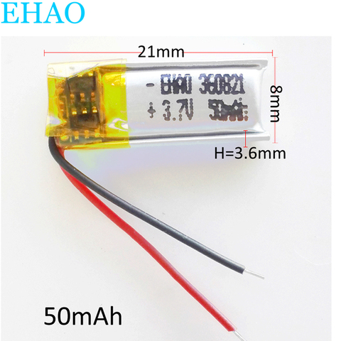 3.7v 50mAh Lithium Polymer LiPo Rechargeable Battery Li cells For DIY Mp3 bluetooth Recorder headphone headset 360821 ► Photo 1/6