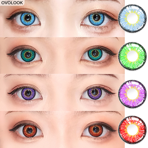 OVOLOOK-2pcs/pair Contact Lenses Colored Eye Lenses 4 Tone Eye Color Lens Colored Contacts Cosplay Anime Eyes ► Photo 1/6