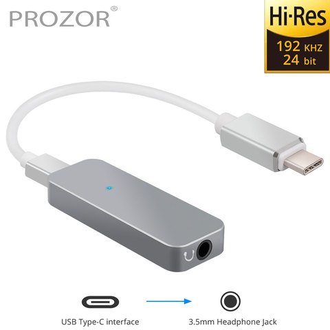 PROZOR 192kHz USB C to 3.5mm DAC Headphone Amplifier USB C DAC Converter Type C to 3.5mm Headphone Adapter For Android iphone ► Photo 1/6