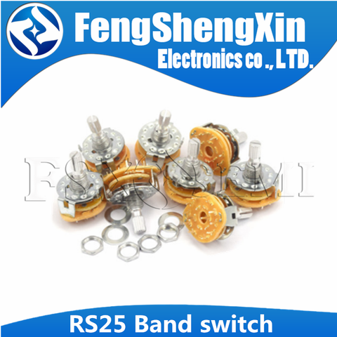 2PCS New RS25 Band switch 2P4T 2P5T 2P6T 3P3T 3P4T Mount Rotary Switch Selector Band 2 Pole 5 Position Knob Switch Band Switches ► Photo 1/1