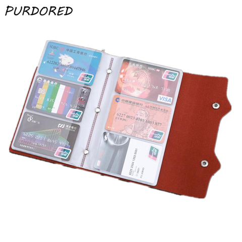 PURDORED 1 Pc 108 Slots Card Holder PU Leather Business Card Case Function Bag Minimalist Wallet ID Card Bag Tarjetero Hombre ► Photo 1/6