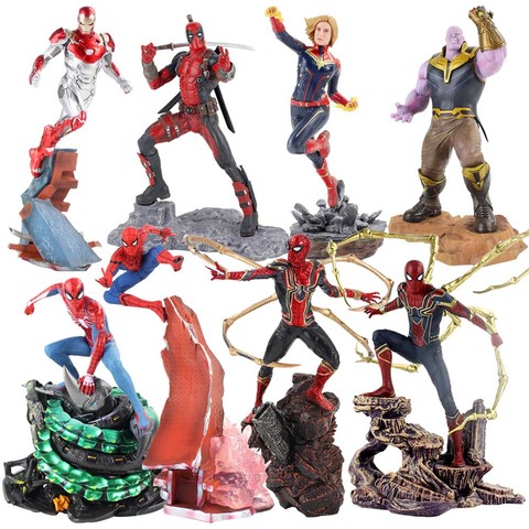 Avengers Iron Man Spider Man Thanos Deadpool Danvers PVC Statue Action Figure Toys ► Photo 1/6