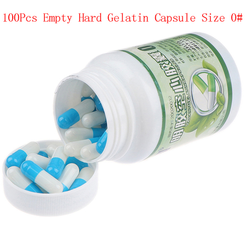 100Pcs/Bottle Empty Hard Gelatin Capsule Size 0# Gel Medicine Pill Vitamins Personal Health Care Pill Cases Splitters ► Photo 1/6