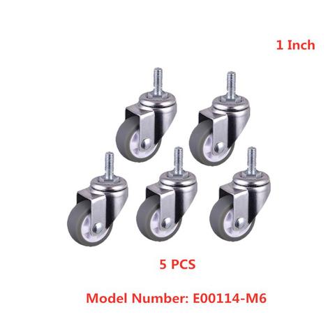 5 Pcs/Lot Casters 1 Inch Gray Tpe Screw Caster, M6cm Tooth, Silent Wheel, Diameter: 25mm Household Universal Wheel ► Photo 1/4