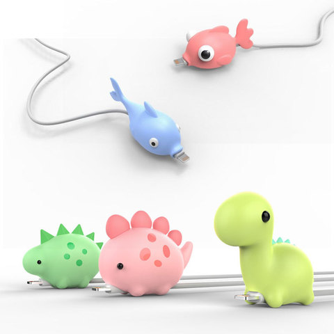 Cute Cartoons Animal Bite Cable Data Protector fish dinosaur dog Shaper cable Winder Organizer iPhone iPad Data Line Protection ► Photo 1/1